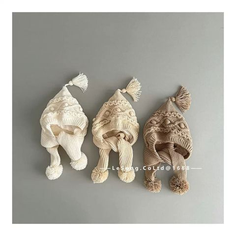 SH2512PK011 - Mũ liền khăn quàng vải len cho bé, chất liệu len cotton 3-9 tuổi, NSX Qiunan Fashion Co., Ltd