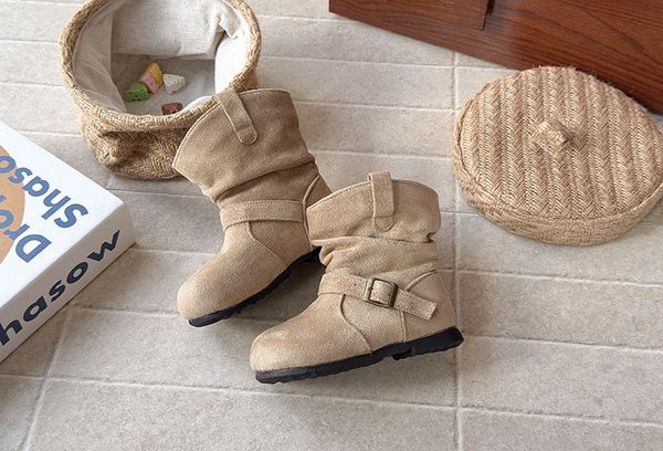 X09 - Bốt da lộn cổ cao vừa nhiều màu cho bé size 23-34