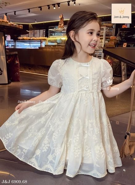 JJDCC.6909 - Váy Jam & Jenny kem hoa nổi tay bồng size 1-10y