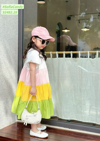 V00036 - Váy Sofia Candy thô tay bồng phối nhiều màu size 1-10y