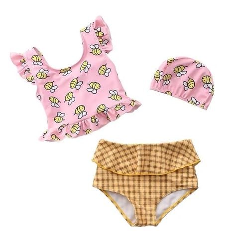 DB00061 - Bộ bơi 3ct áo dáng ngắn, quần cạp cao BG size 3-7y