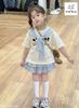 MLSBCC.7777 - Bộ Melisa áo kem in mickey + chân váy kẻ caro xanh size 2-12y