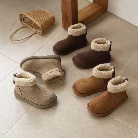 912 - Bốt da lộn viền lông 3 màu cho bé size 23-36