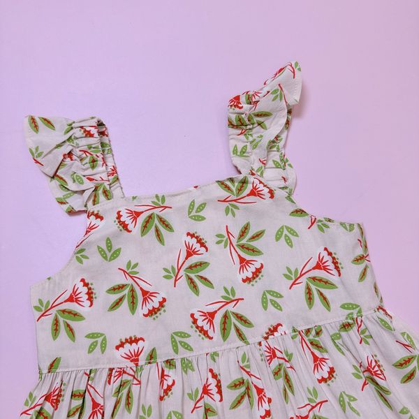 V00044 - Váy vải thô mát 2 màu be/navy bé gái size 90-130