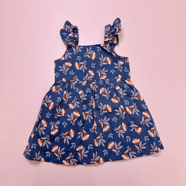 V00044 - Váy vải thô mát 2 màu be/navy bé gái size 90-130