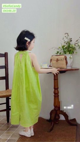 S4148 - Váy Sofia Candy thô xanh cốm phối cổ yếm size 1-10y