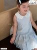 DLACC.563 - Váy thô Linh An kẻ caro xanh cổ sen trắng size 2 - 12y