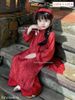 LU 1720 - Set áo dài LUCA gấm quần lụa 2 màu đỏ/xanh bé gái size 2-12y