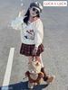 Lu 1626 - Bộ Luca áo cổ thủy thủ kitty + chân váy kẻ caro đỏ bé gái size 2-12y