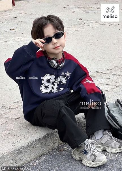 MLS 5848 - Bộ Melisa áo nỉ da cá + quần túi hộp cho bé size 2-12y