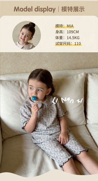 VJ125.1 - Bộ thun cổ sen June bé gái size 90 - 140