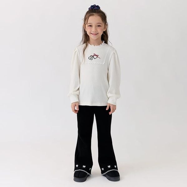 QBG03 - Quần nỉ len bebezoo ống loe thêu trái tim nhiều màu cho bé size 100-160
