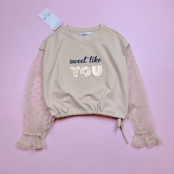 ABG38 - Áo croptop phối tay voan chấm bi 3 màu size 6 - 14y+
