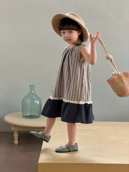 26603 - Váy thô kẻ sọc phối chân navy cho bé size 80-120