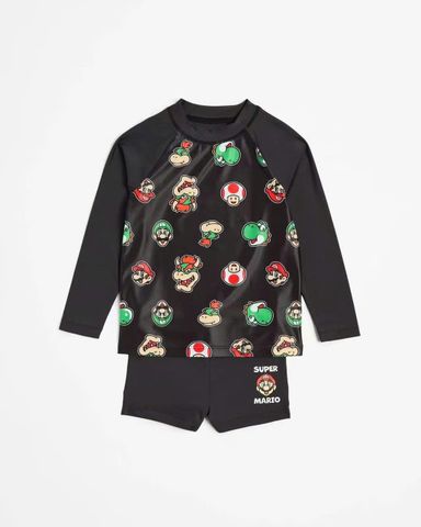 DB00015 - Bộ bơi Marvel Mario, Spiderman, Black Panther bé trai size 2-8y