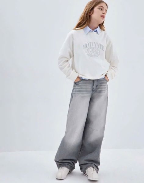 ABG29 - Áo nỉ băng lông GGJJ nhẹ ấm 2 màu trắng/ghi cho bé gái size 6-14y