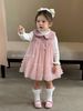 F25108 - Set 2ct QC Fanxiaoke áo len tăm + váy công chúa màu hồng size 80-120