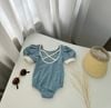 DB00026 - Bộ bơi liền Harifa vai bồng lưng dây đan chéo 3 màu size 9m - 8y