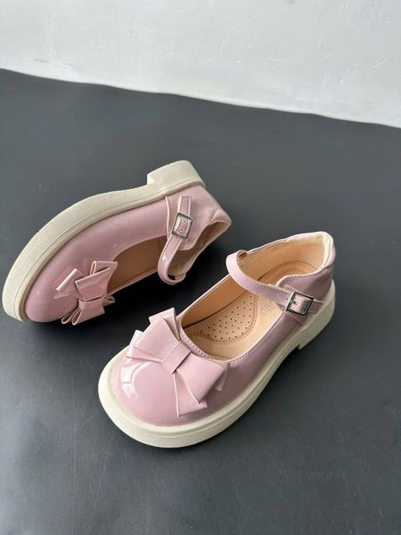 G02 - Giày búp bê đính nơ 2 màu đen/hồng cho bé size 28-32