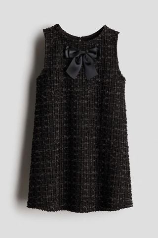 V00013 - Váy dạ tweed dư xịn đính nơ 2 màu đỏ/đen cho bé gái size 92-134