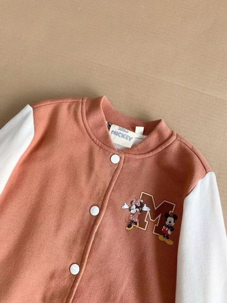 AKBT67 - Áo khoác bomber Disney Mickey màu nâu phối tay be size 1-5y