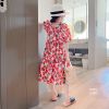 V00027 - Váy thô June màu trắng hoa hồng đuôi cá tay bồng size 1 - 10y