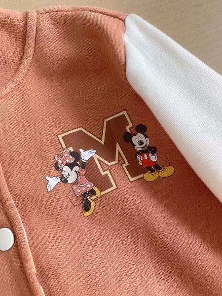 AKBT67 - Áo khoác bomber Disney Mickey màu nâu phối tay be size 1-5y