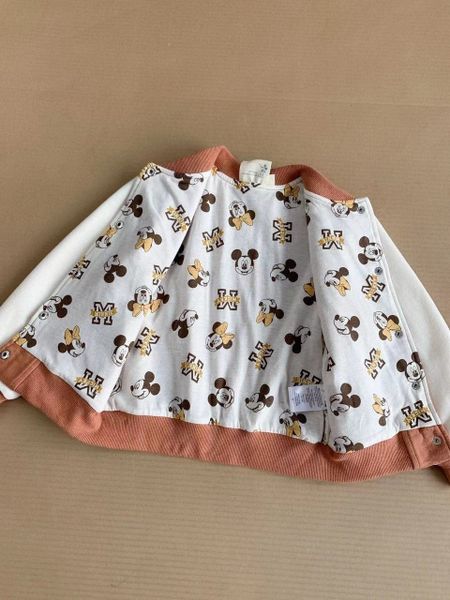 AKBT67 - Áo khoác bomber Disney Mickey màu nâu phối tay be size 1-5y