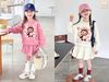 LABU612 - Set áo + chân váy da cá Jam&Jenny hình Labubu 2 màu hồng / trắng size 6 - 12y