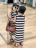 S3390 - Váy thun Sara Min kẻ ngang trắng đen bé gái size 2-12y