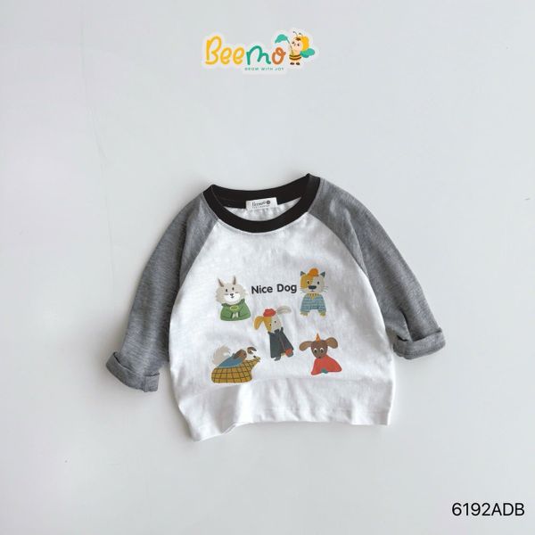 6192ADB - Áo cotton Beemo raglan Nice Dog nhiều màu bé trai size 1-6y