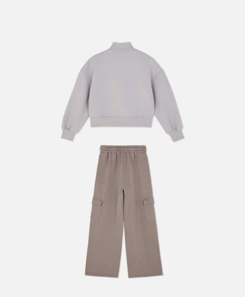 B05 - Bộ nỉ thể thao áo tím Stitch + quần nâu bé gái size 7-15y