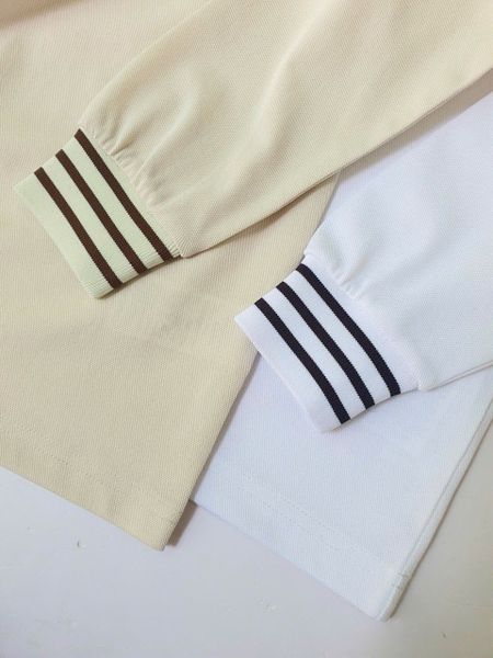 BM2508ST01 - Bộ Polo cổ kẻ Beemon dài tay 2 màu be nâu / trắng đen cho bé size 120 - 160