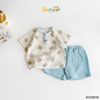 6009BHB - Bộ mặc nhà muslin Beemo áo họa tiết quần trơn size 1-5y