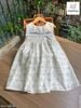 MLSDCC.7469 - Váy linen sát nách Melisa màu kem hoa dây cổ yếm trắng thêu size 2 - 11y