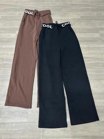 QBG13 - Quần nỉ bông GGJJ ống suông cạp chữ 2 màu nâu / đen size 6 - 14y