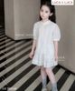 LUBCC.1803 - Bộ Luca áo sơ mi trắng + chân váy trắng ren size 2-12y