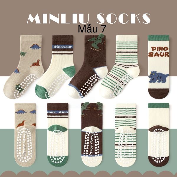 SH2511PK01 - Set 5 đôi tất Minliu Kidsocks dành cho trẻ em, chất liệu cotton+polyester+spandex, NSX Man Luu Textile Company Limited