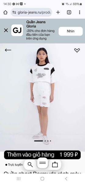 QBG31 - Quần jean rách GGJJ 2 màu trắng/tím bé gái size 8-14y