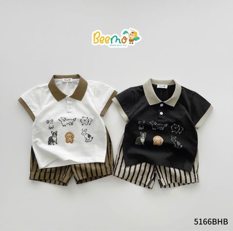5166BHB - Bộ Beemo phối cổ quần thô size 1-6y