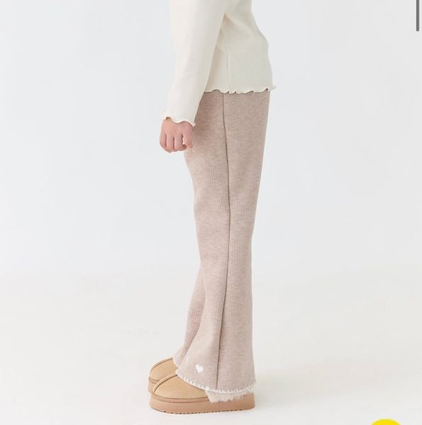 QBG03 - Quần nỉ len bebezoo ống loe thêu trái tim nhiều màu cho bé size 100-160
