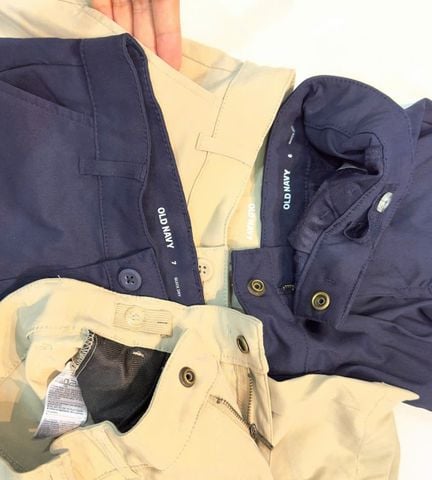 QBT12 - Quần short Quick Dry ONV mềm co giãn màu đồng phục be/navy cho bé size 5-20y