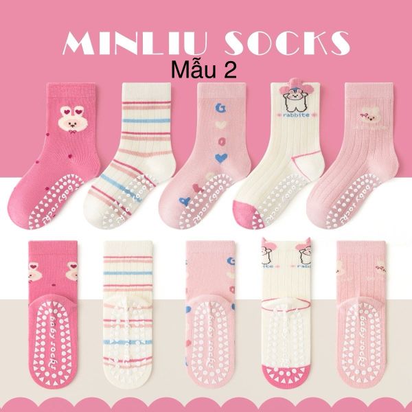 SH2511PK01 - Set 5 đôi tất Minliu Kidsocks dành cho trẻ em, chất liệu cotton+polyester+spandex, NSX Man Luu Textile Company Limited