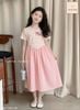 JJDCC.7603 -Váy Jam & jenny thân kẻ in nơ hồng + chân váy hồng xòe size 2-12y