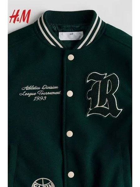 AKBT31 - Áo khoác bomber nỉ dạ phối tay da cho bé trai size 8-14y