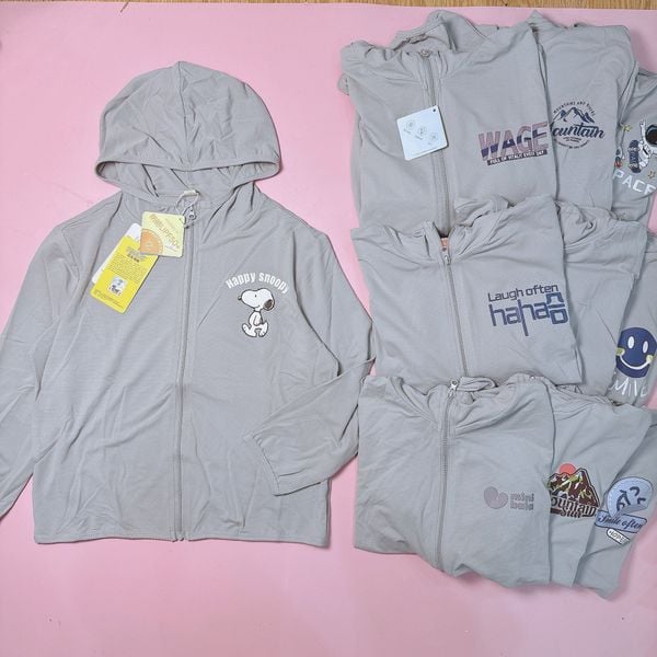 ACN04 - Áo khoác chống nắng vải dệt +50UPF nhiều màu họa tiết ngẫu nhiên size 110-160