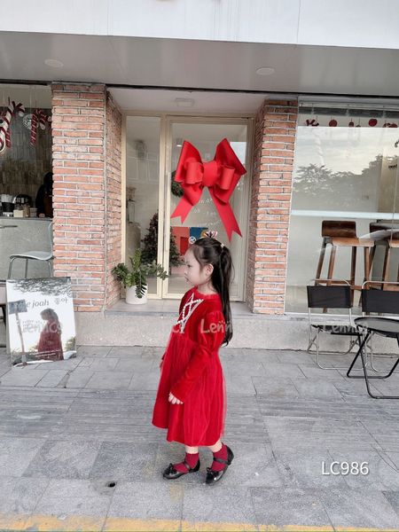 V00114 - Váy nhung phối chân voan 2 màu hồng / đỏ size 12m - 10y