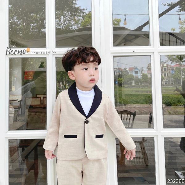 BBT371 - Bộ vest Beemo phối cổ phối viền túi đen 2 màu size 80 - 130