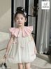 MLSDCC.6648 - Váy Melisa bí vải tơ đính nơ cổ sen hồng size 2-12y