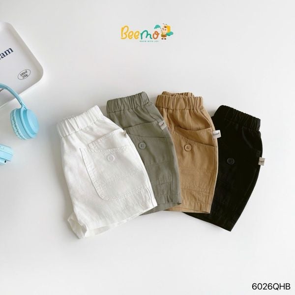 6026QHB - Quần short kaki Beemo túi kiểu bé trai size 1-6y